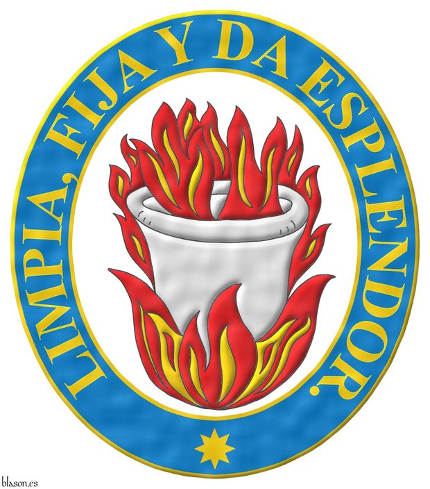 Limpia, fija y da esplendor rodeando el emblema de la Real Academia Espaola