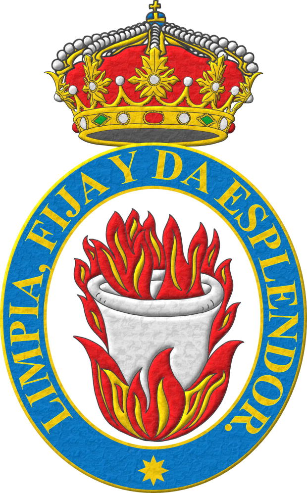 Limpia, fija y da esplendor rodeando el emblema de la Real Academia Espaola