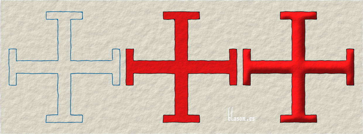Cross potent, how to paint it in Gules.