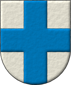 Escudo de plata, una cruz de azur.