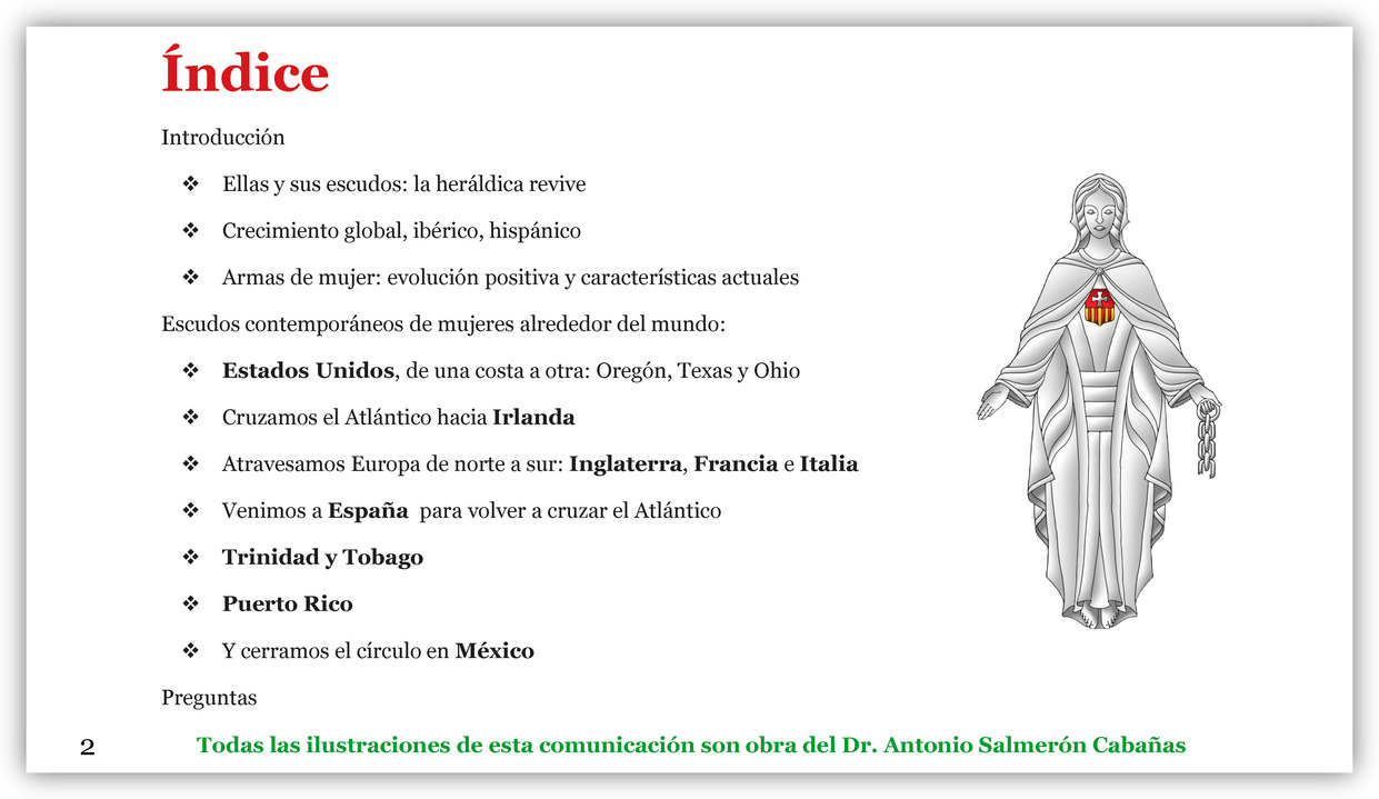 Escudos contempor�neos de mujeres del mundo, �ndice.