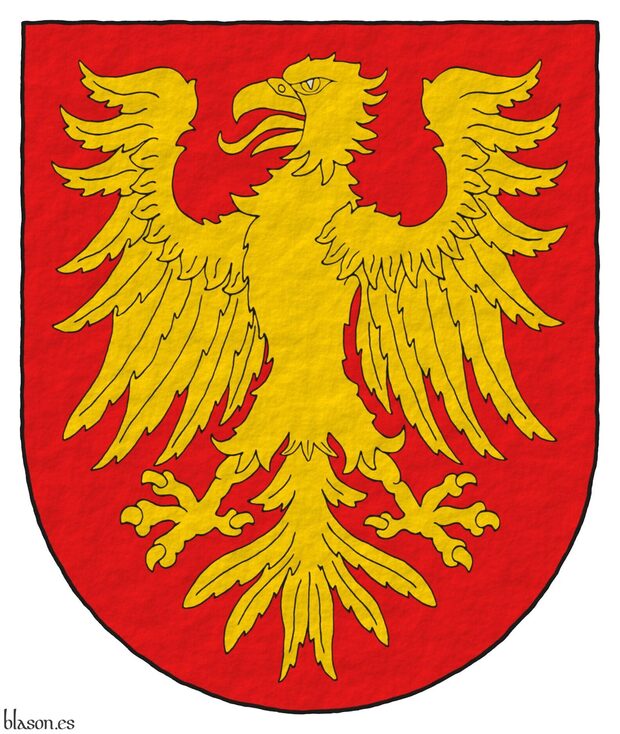 Escudo de gules, un guila de oro.