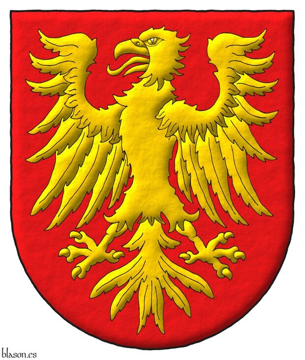 Escudo de gules, un guila de oro.