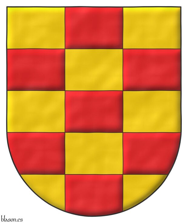 Chequey of fifteen Or and Gules.