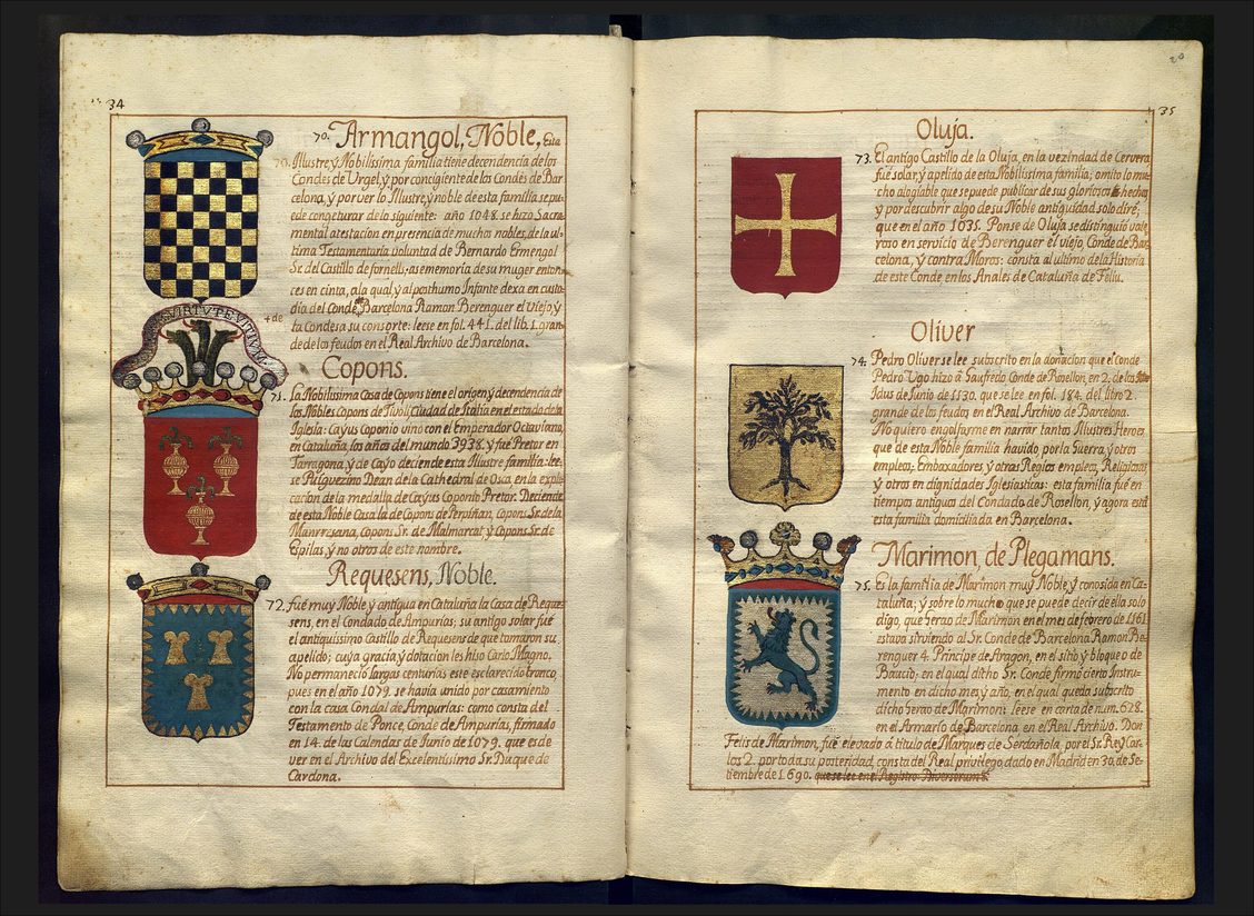 Pages 34 and 35, Pere Costa i Cases, 18<sup>th</sup> Century.