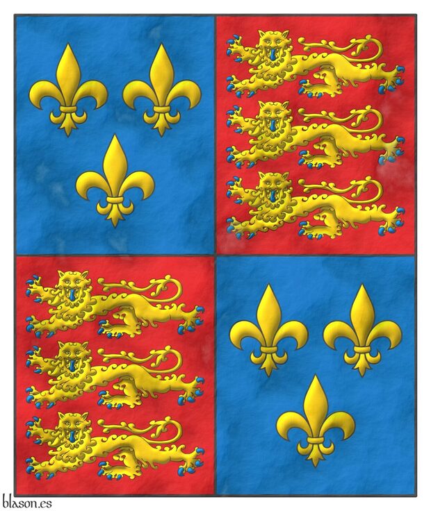 Armas reales de Inglaterra según el Armorial de Eduardo IV