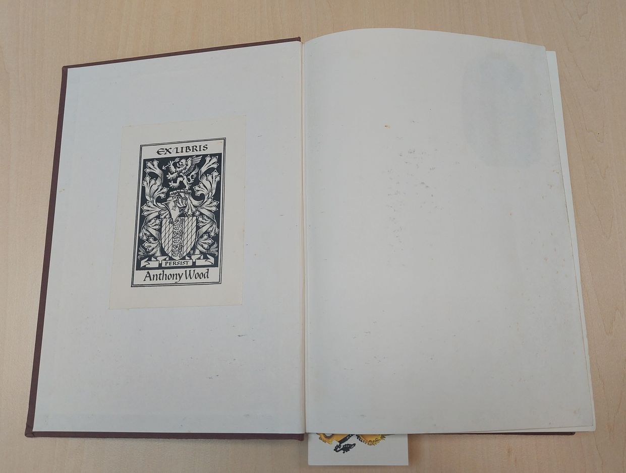 Ex libris of Anthony Wood in A New Dictionary of Heraldry