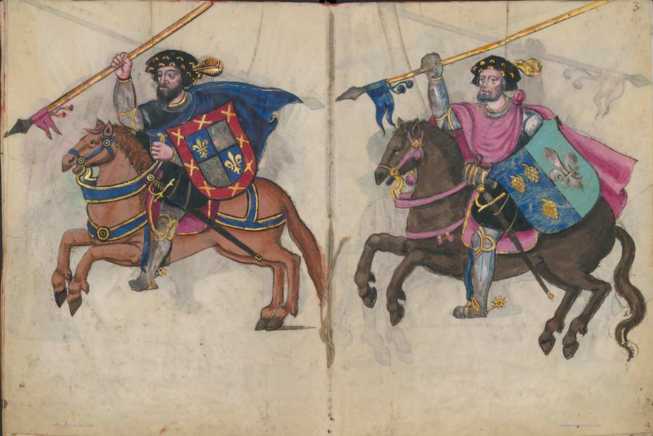 Illustration of 2 knights, Cofrada de Nuestra Seora de Gamonal.