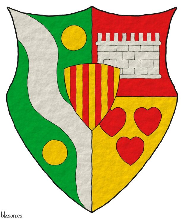 Arms depicted by me, in plain tinctures, contoured in Sable, with a chasuble external shape and with a texturized finishing.