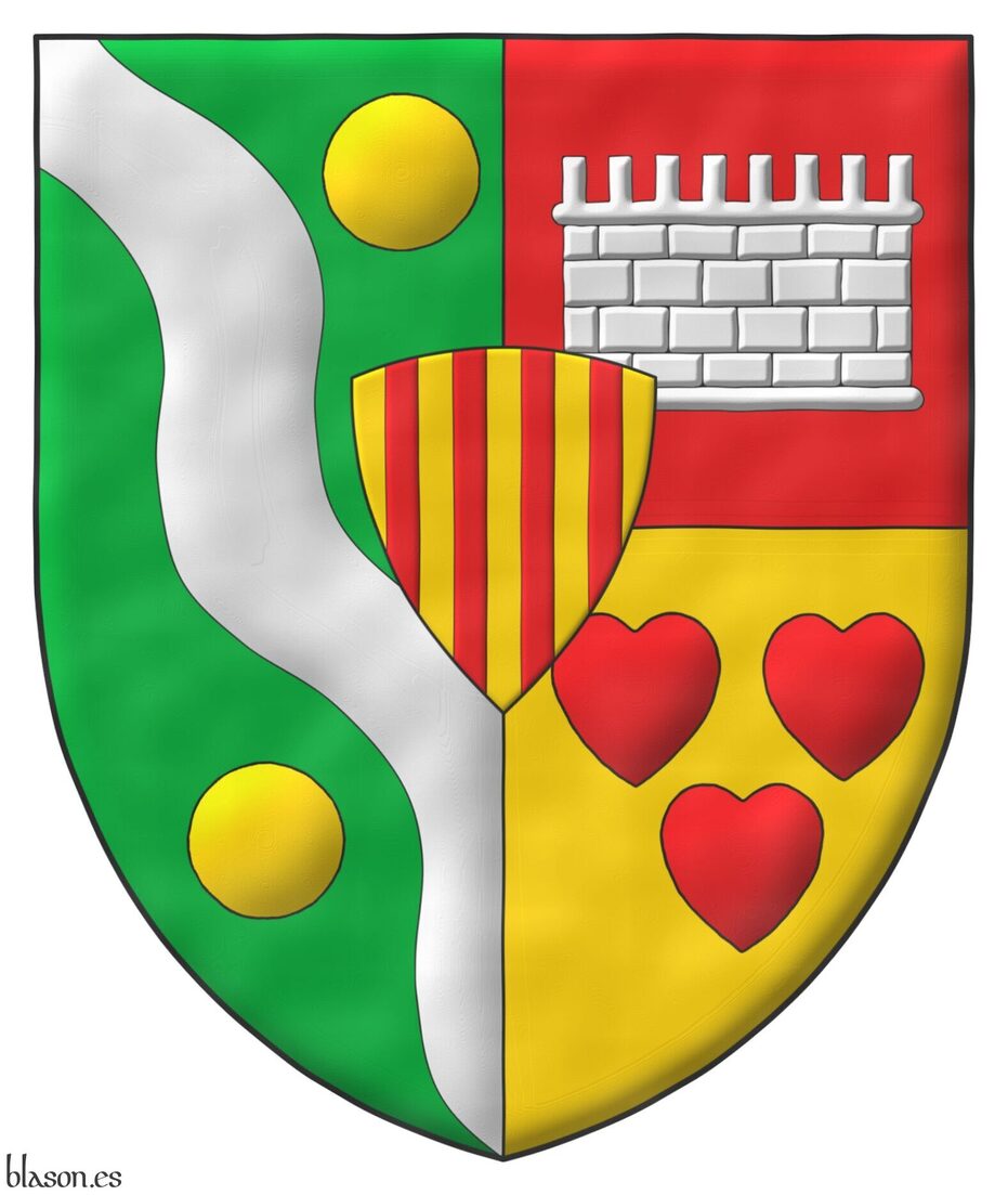 Coat of arms painted by me, highlighted with lights and shadows, outlined in Sable, with a pointed outer contour and with a watercolor finishing.
