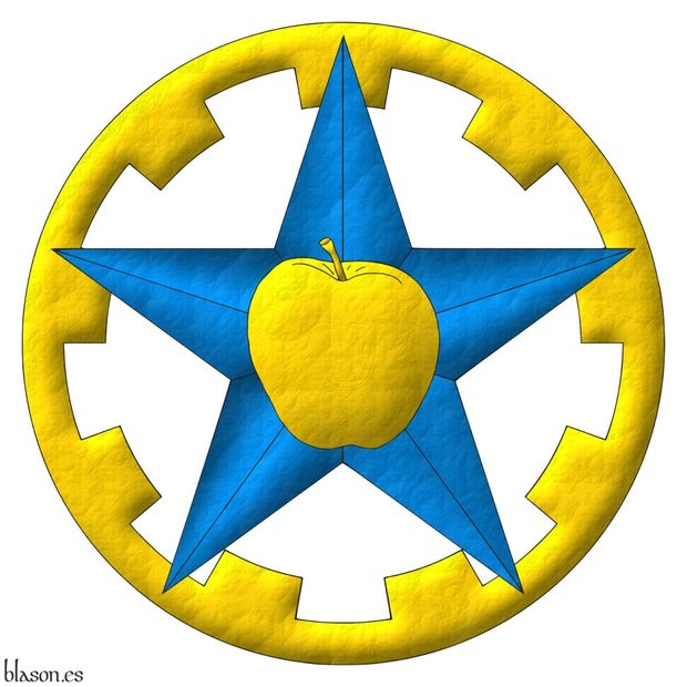 Heraldic device emblazoned by me, illuminated with lights and shadows, contoured in Sable, and with a leather finishing.