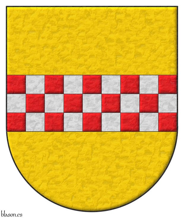 Or, a fess chequey Gules and Argent.