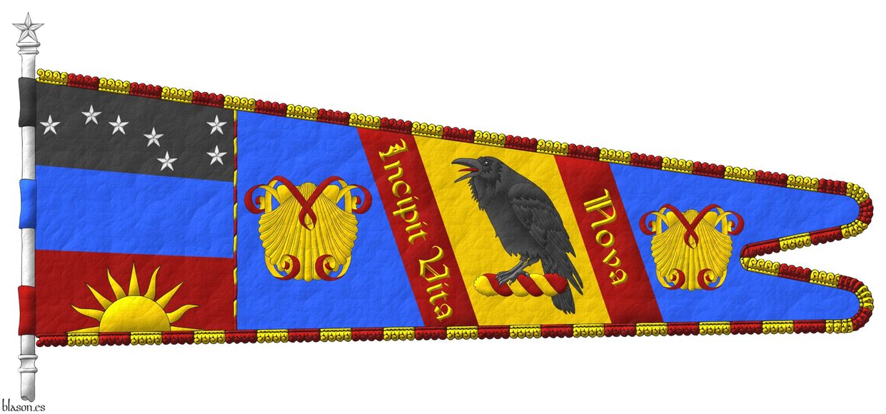 Heraldic device emblazoned by me, illuminated with lights and shadows, outlined in Sable, and with a leather finishing.