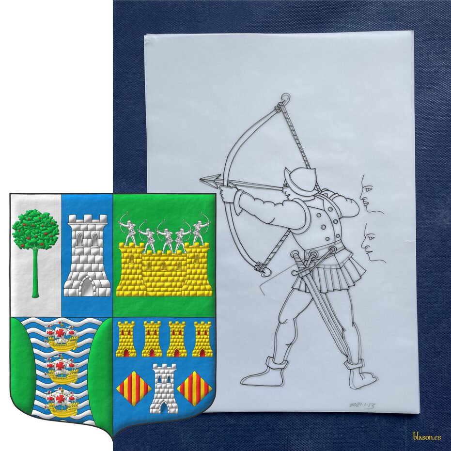 Escudo de armas del Ilmo. Sr. D. Manuel Novo Dabrio, dise�ado por �l y por m� y pintado por m�.