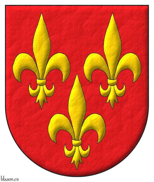 Gules, three fleur de lis Or.