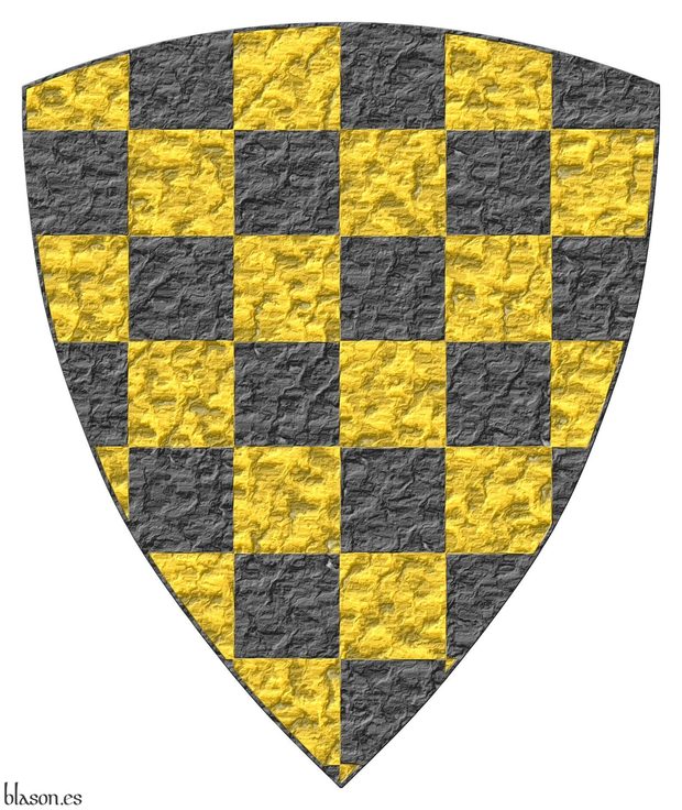 Escudo ajedrezado de oro y sable.