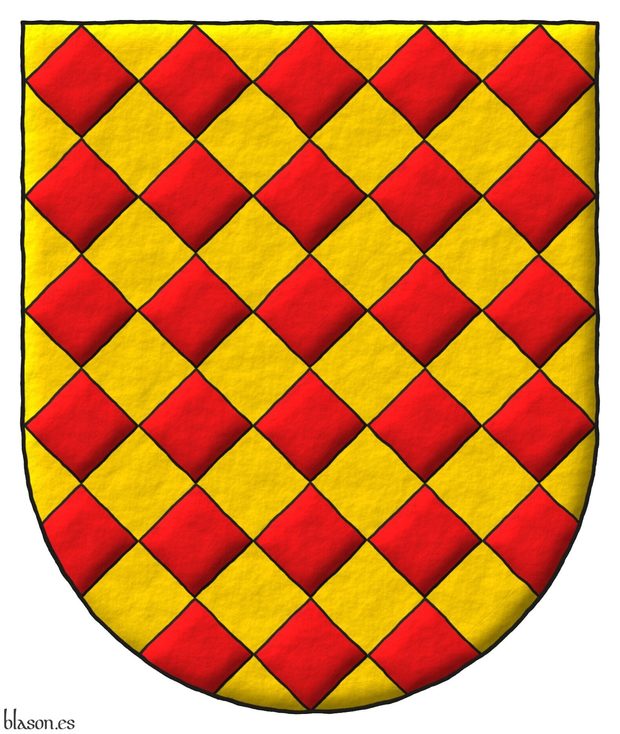 Lozengy Or and Gules.