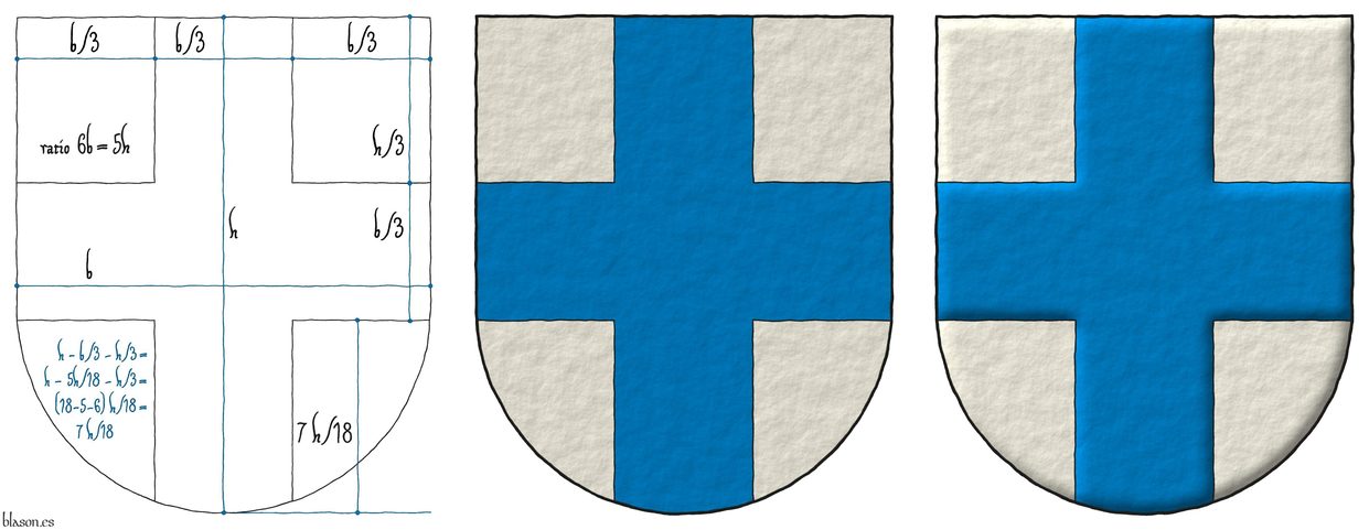 Argent, a cross Azure.