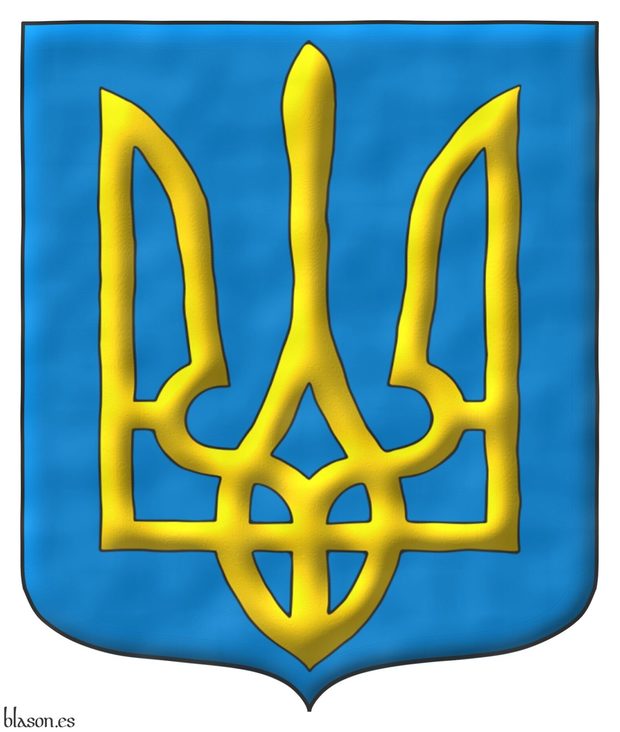 Azure, a Tryzub Or.