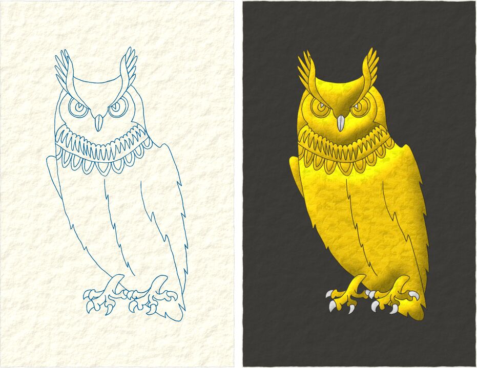 an owl Or, beaked and armed Argent.