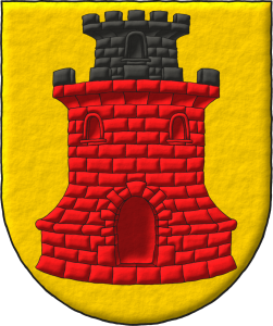 Escudo de oro, una torre de gules, almenada, mazonada y donjonada de sable.